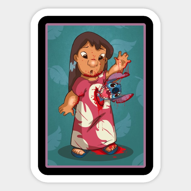 Alien Meets lilo and Stitch Sticker by PBMahoneyArt